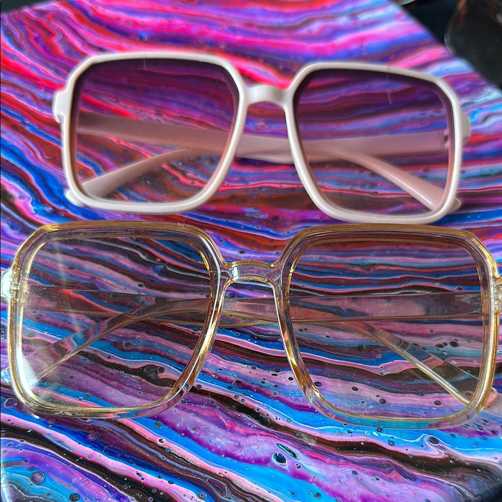 Stylish Square Women’s Glasses - Pink and Gold